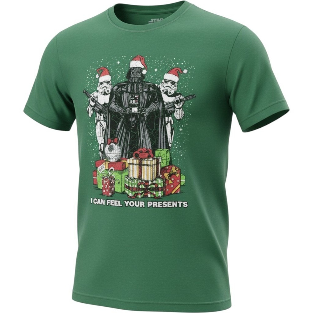 Men's Star Wars Darth Vader "I Can Feel Your Presents" Christmas T-Shirt – Med